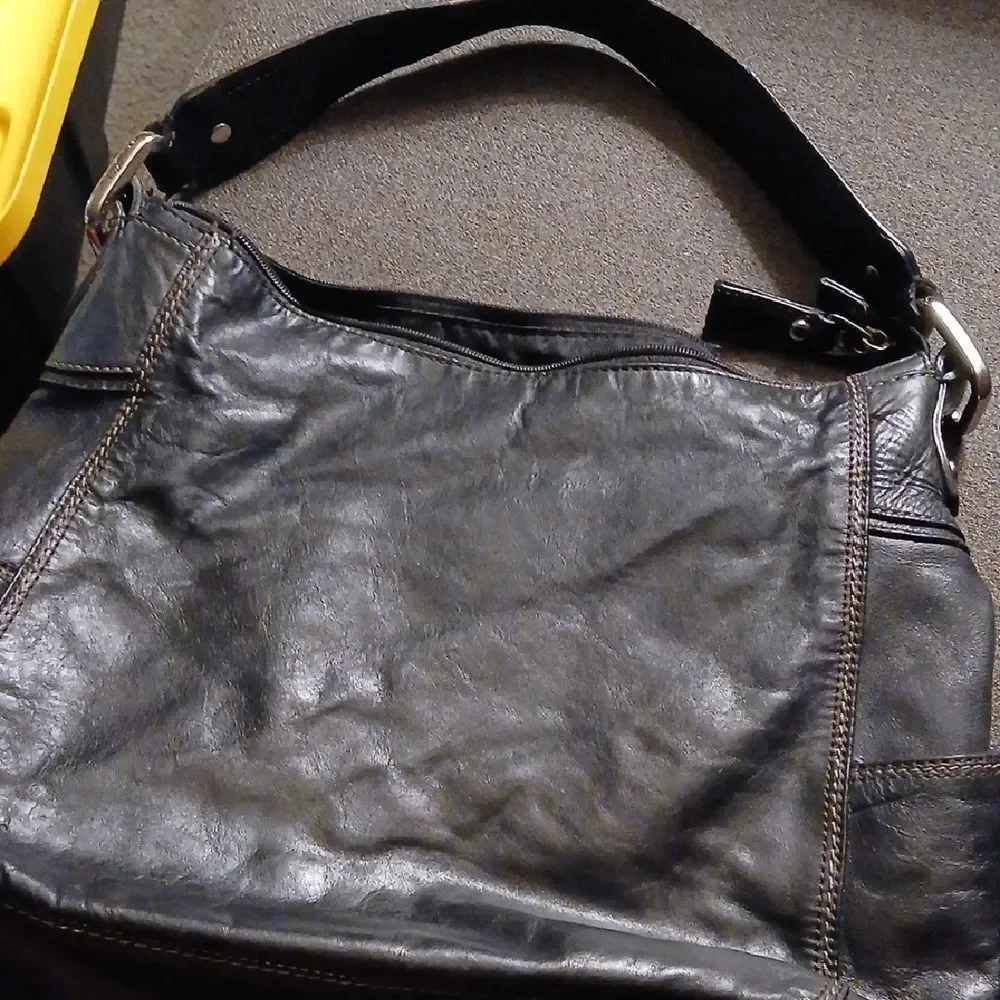 Fossil Black Leather Large Tote Style Bag / Purse